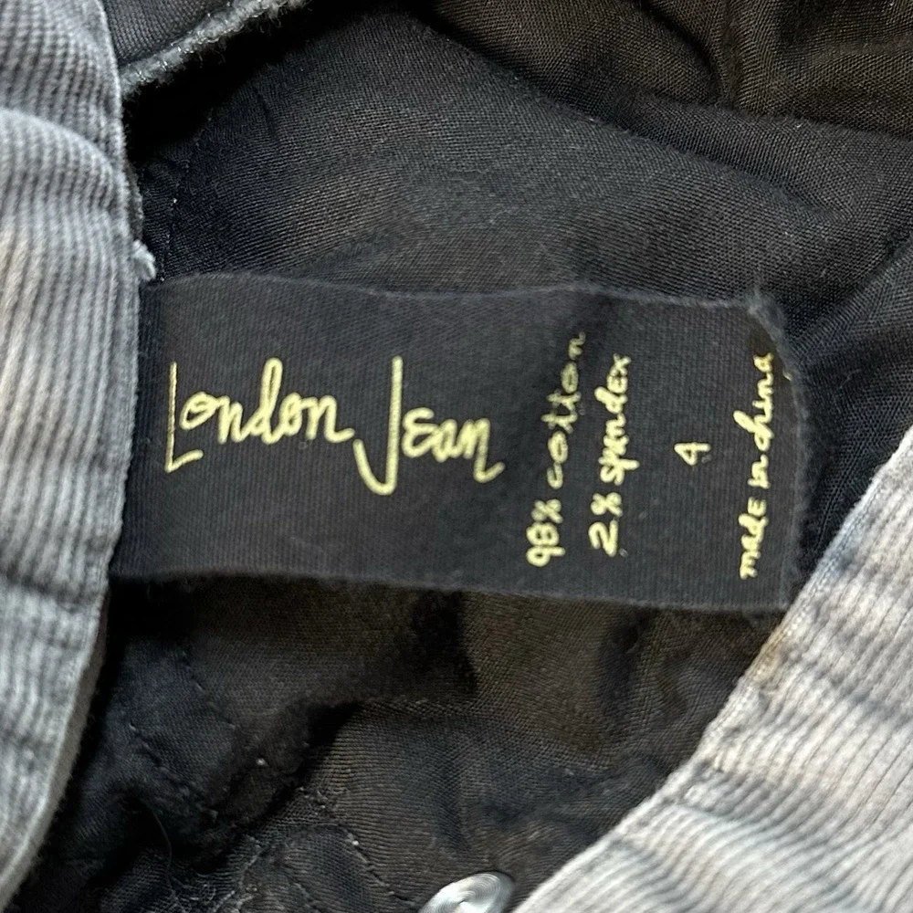 Vintage London Jean Gray Corduroy Bootcut Low Rise Pants Womens Sz 4 Y2K Very Gd